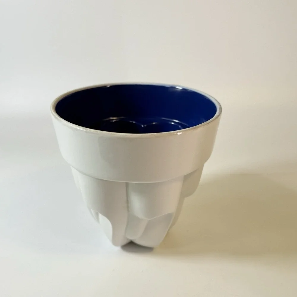 Vintage ICTC ENGLAND‎ White And Blue Ceramic Victorian Jelly Mold